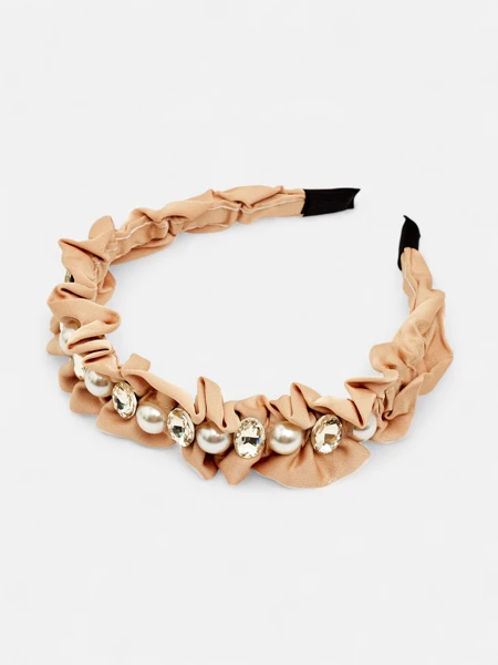 Royalfashion Bandeau pour cheveux avec froncement et perles
