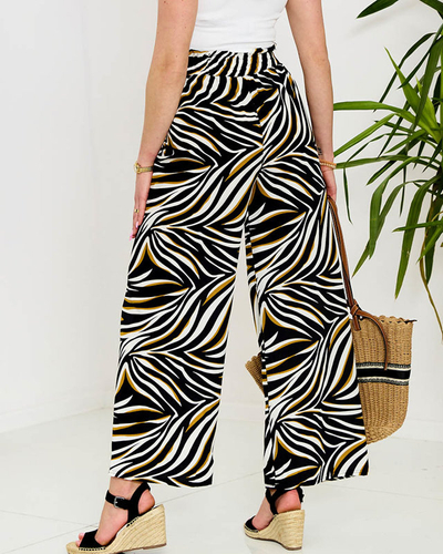 Pantalon palazzo à motifs pour femmes en noir- Vêtements