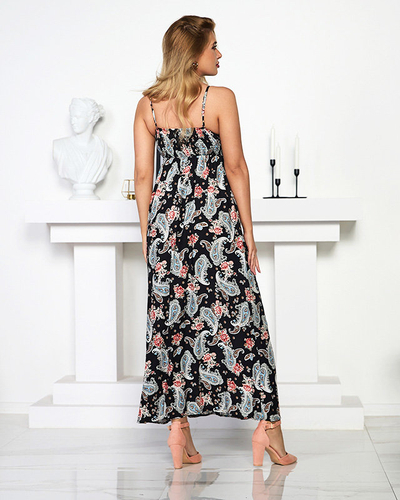 Robe longue femme noire aérée - Vêtements