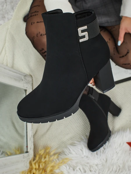 Bottines femme en cuir écologique à talons épais Mireliq