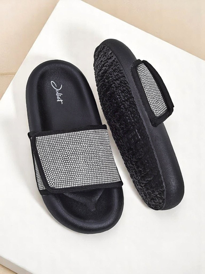 Royalfashion Claquettes plates pour femmes Sparkle Step