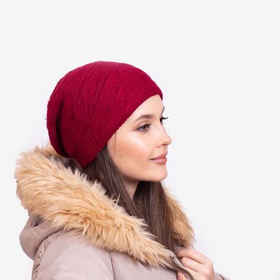 Bonnet double épaisseur bordeaux chaud femme - Accessoires