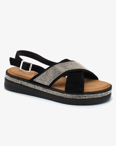 Royalfashion Sandales en daim écologique pour femmes avec zircons Trikys