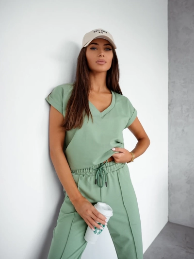 Ensemble décontracté en coton Royalfashion pour femmes avec des manches courtes