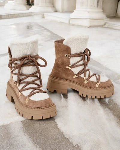 Royalfashion Bottes de neige Lozin à lacets pour femme