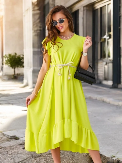 Robe midi pour femmes Royalfashion avec volants et manches courtes