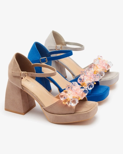 OUTLET Royalfashion Sandales à talon aiguille pour femmes avec cristaux Celidi