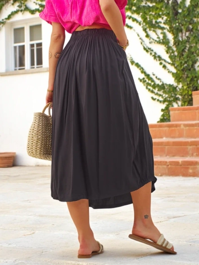 Jupe midi tissée Royalfashion pour femmes, d'été et fluide avec deux poches