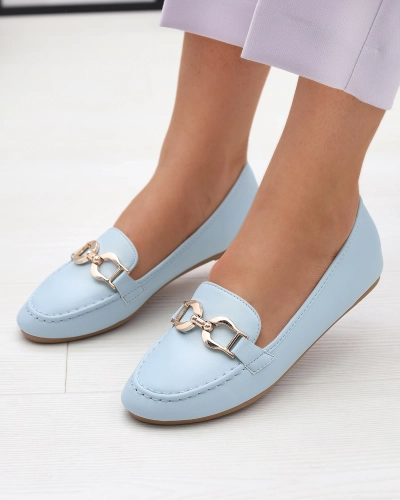 Mocassins pour femme en éco-cuir bleu avec embellissement Wiwet-Footwear