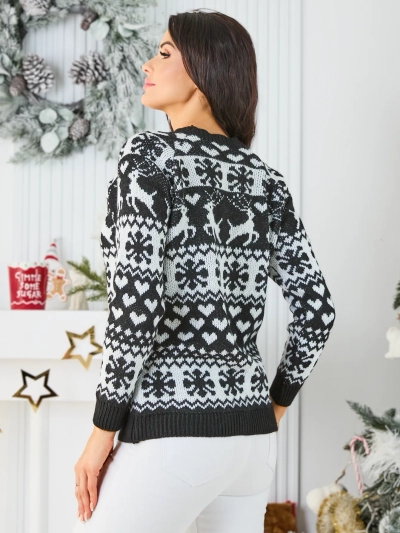 Royalfashion Pull fleuri pour femme marron