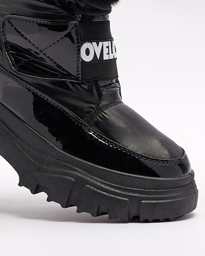 Bottes de neige pour femmes à semelle plate en noir Sapollo- Footwear