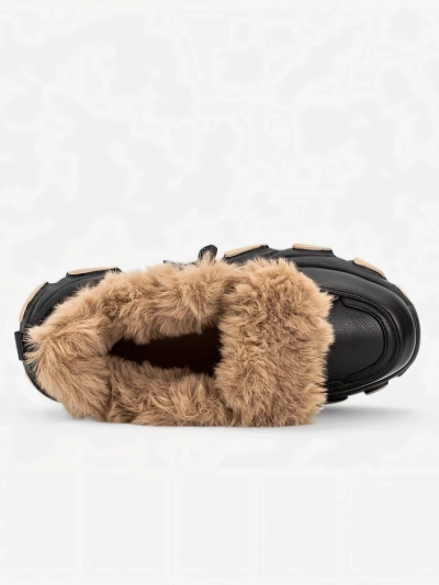 Baskets de sport noires pour femmes avec fourrure Nonua. Chaussures
