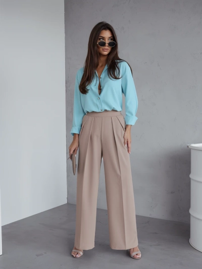 Royalfashion Pantalons larges pour femmes avec plis