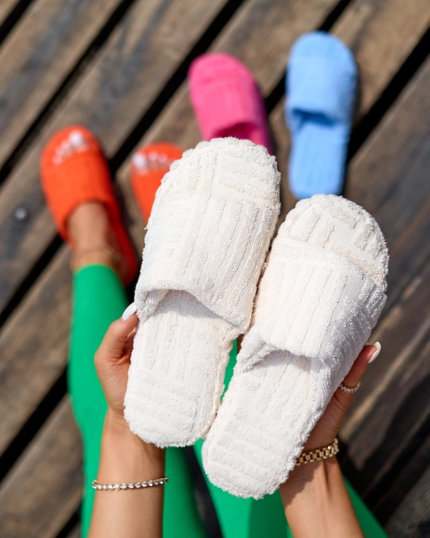 Royalfashion Tongs en tissu pour femmes Beige Tylles