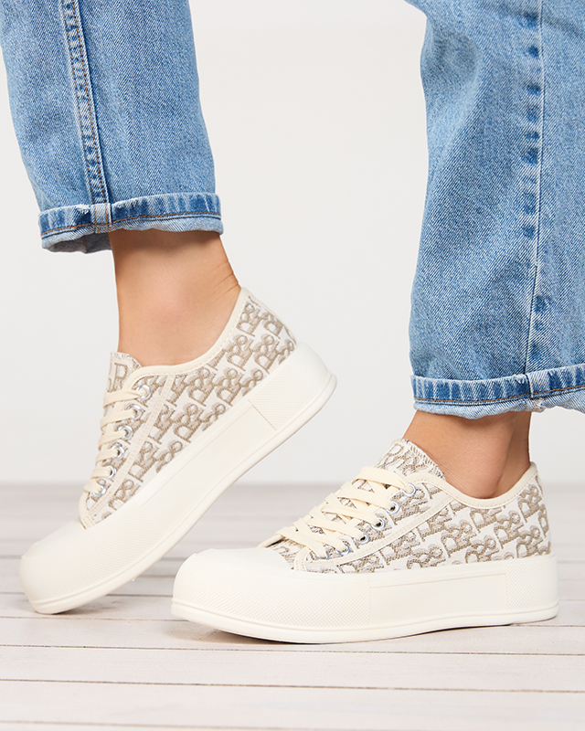 OUTLET Baskets à plateforme pour femmes à motifs de couleur beige Berika - Footwear