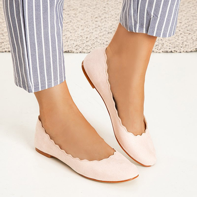 OUTLET Ballerines femme rose clair en éco-daim Antonelia - Souliers