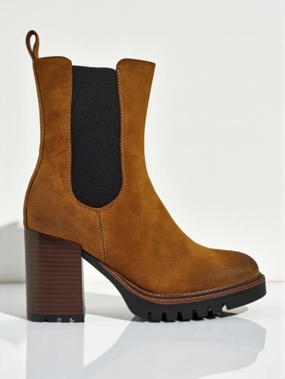 Bottines femme en éco-daim à talon bloc Soreya