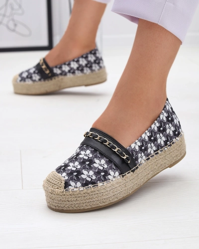 Espadrilles florales noires Azzaxi- Footwear