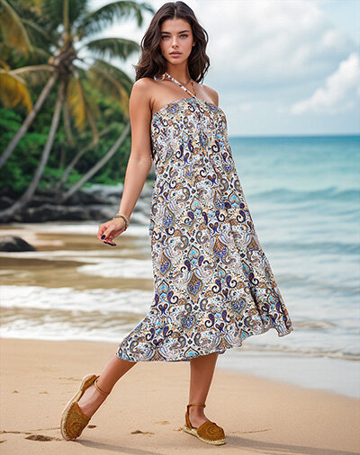 Royalfashion Robe midi pour femme avec imprimé