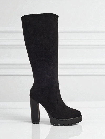 Bottes hautes pour femmes en éco-daim à talons épais GaleNest