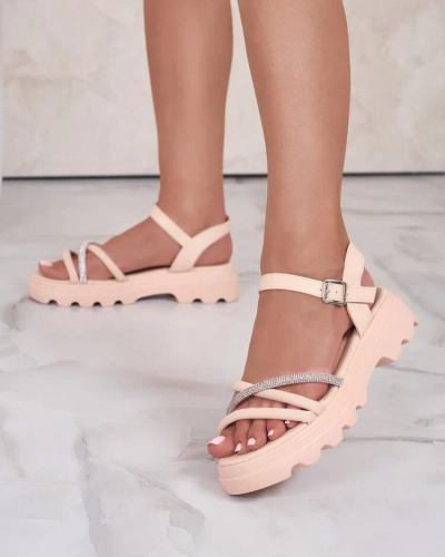 Royalfashion Sandales à zircon pour femmes Ofavle