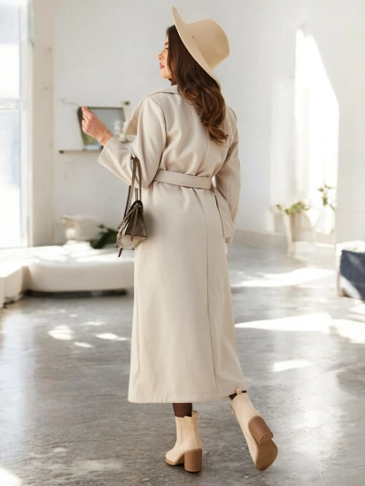 Manteau maxi Royalfashion pour femme avec ceinture