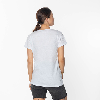 T-shirt femme blanc avec imprimé FASHION- Clothing