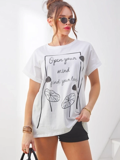 T-shirt en coton Royalfashion pour femmes avec un imprimé intéressant