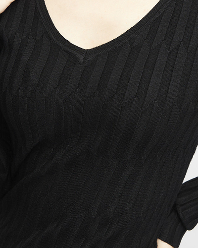 Pull col V noir femme - Vêtements