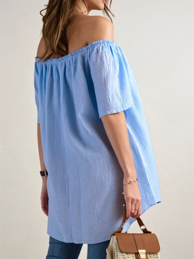 Blouse en coton Royalfashion pour femmes à l'espagnole avec boutons décoratifs