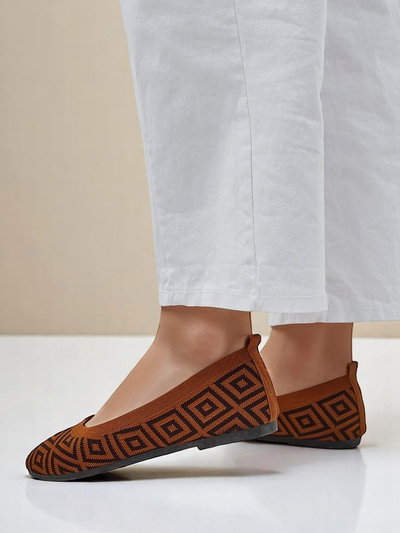 Royalfashion Ballerines en tissu pour femmes avec imprimé géométrique Metric
