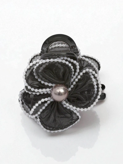 Royalfashion Pince à cheveux avec perles et fleur en tulle