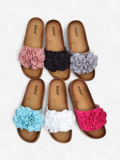 Royalfashion Tongs pour femmes avec fleurs Focce