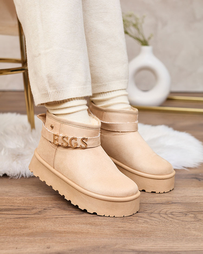 Royalfashion Chaussures pour femmes marron clair a'la bottes de neige avec ornement Parisela