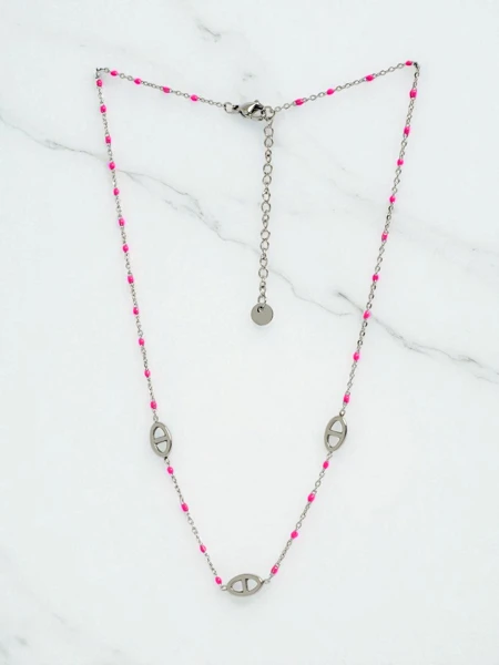 Collier Callista Argento avec perles bleues et mailles argentées