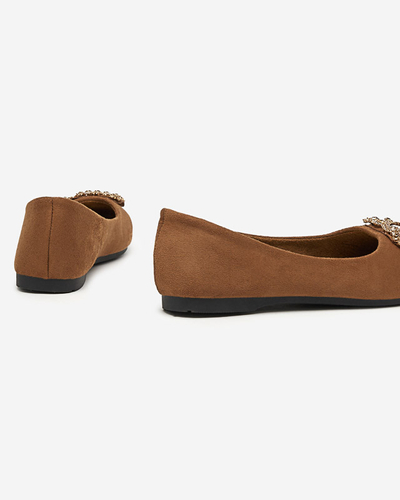 Ballerines marron pour femme en daim écologique avec ornement Linselisa - Footwear