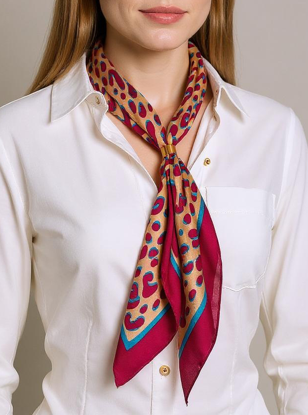 Foulard Apollonia Bordeaux pour Femmes avec Motif Tendance – 100 % Polyester Eleganza