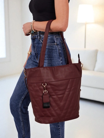 Sac à main shopper pour femmes en cuir écologique avec gaufrage Raven Drift