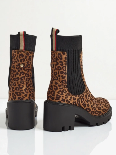 Bottines à talons épais à motifs pour femmes en éco-daim Anthere