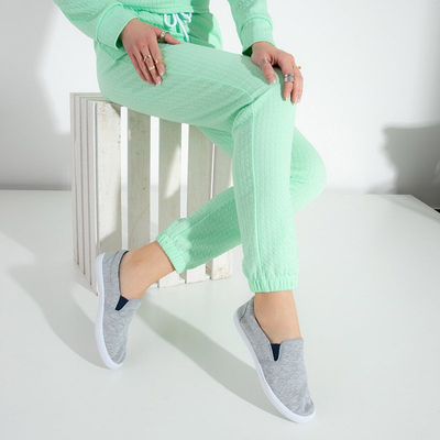 Slip-on matelassé gris pour femme avec empiècements bleu marine Weridia - Footwear