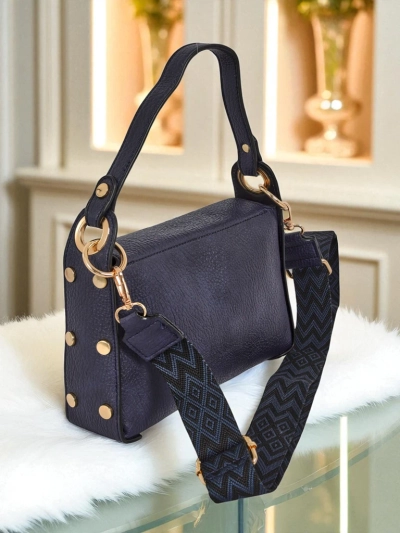 Sac à Main Femme Melia Cielo – Cuir Écologique Marine avec Motif Abeille