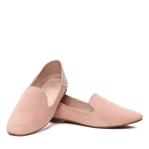 Różowe, gładkie mokasyny- Obuwie