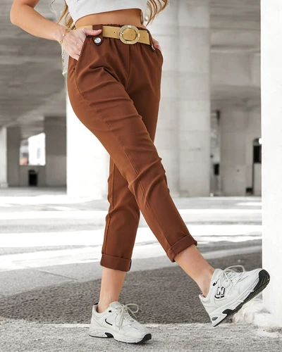 Pantalon en viscose Royalfashion pour femmes avec une ceinture