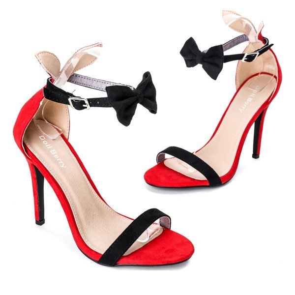 OUTLET Sandales noires et rouges à nœud Rokarde - Chaussures