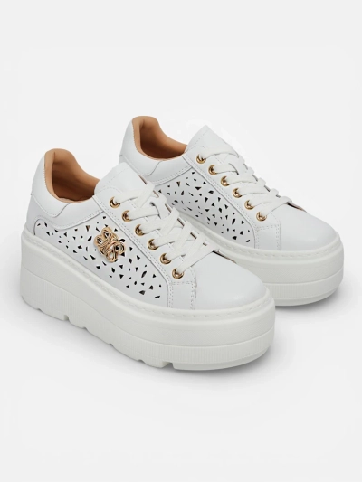 Baskets de sport ajourées en cuir naturel pour femmes Atelle