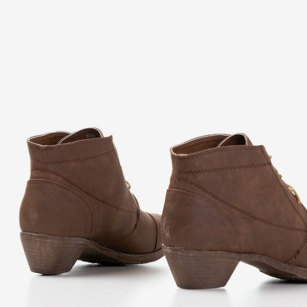 Bottines à lacets pour femmes marron foncé à talon bas Liboa - Footwear