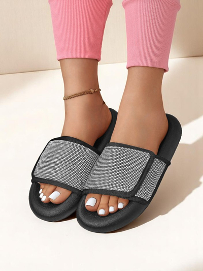 Royalfashion Claquettes plates pour femmes Sparkle Step