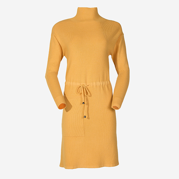 Robe pull femme jaune à col roulé - Vêtements