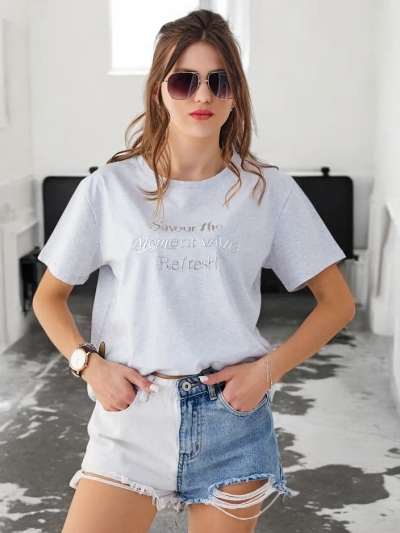 Royalfashion T-shirt en coton pour femmes Savourez le moment avec Refresh