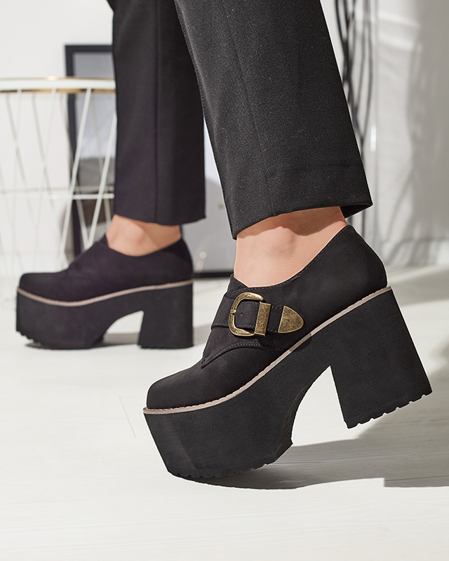 Demi-souliers noirs à talon haut pour femmes Kiacca- Footwear